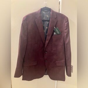 NWT Ralph Lauren Mens Linley Faux Suede Jacket Blazer Mulberry Jacket 44R $295
